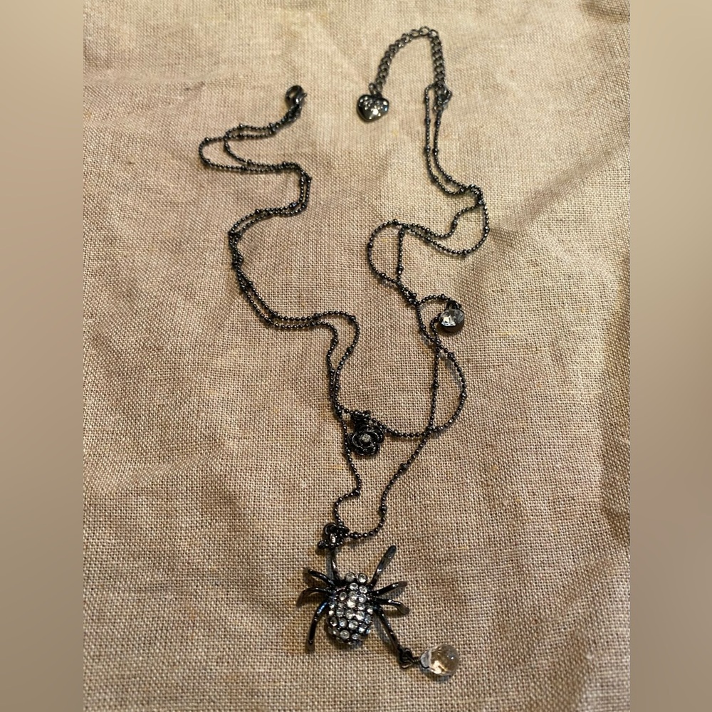 Betsy Johnson Black spider necklace.